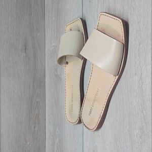 Mari Giudicelli Women Beige Leather Slide Sandals Flats Shoes Sz 36/6